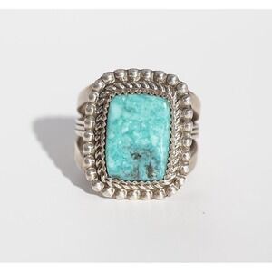Alvin Joe AJ Navajo Native American Indian Sterling Turquoise Ring‎ Size 13.5